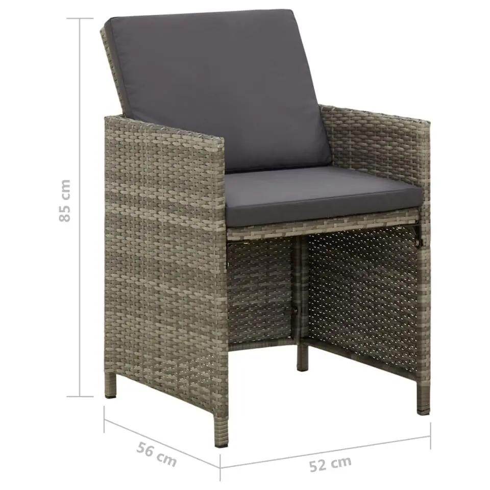 vidaXL - Buitenstoel - Grijs - Poly rattan - 4 stuks
