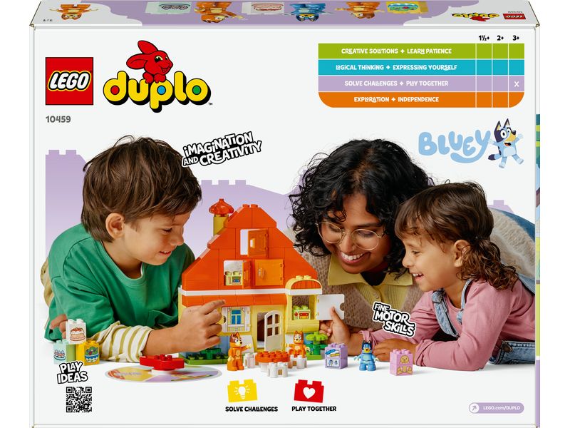 LEGO® DUPLO® Blueys Familienhaus mit Memory-Spiel 10459 Interaktives 2-in-1-Spielzeug für kleine und grosse Fans von Bluey