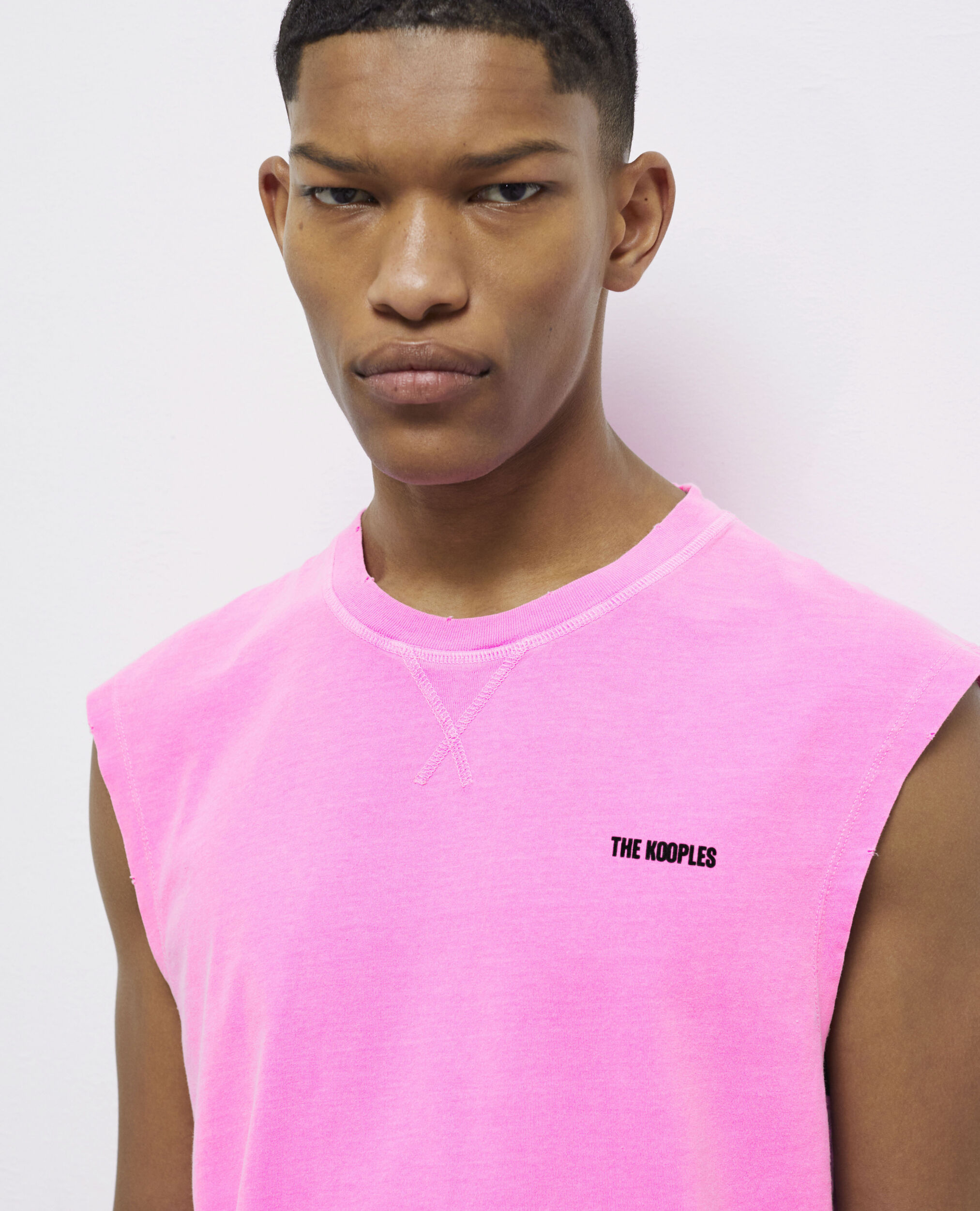 T-shirt rose fluo avec logo