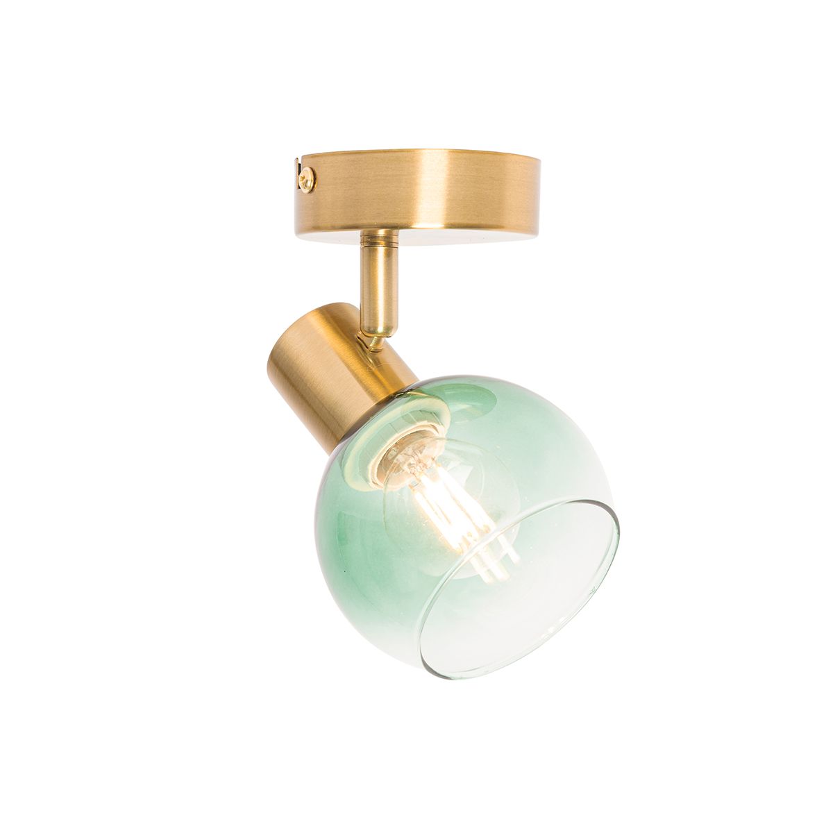Art Deco spot goud met groen glas - Vidro