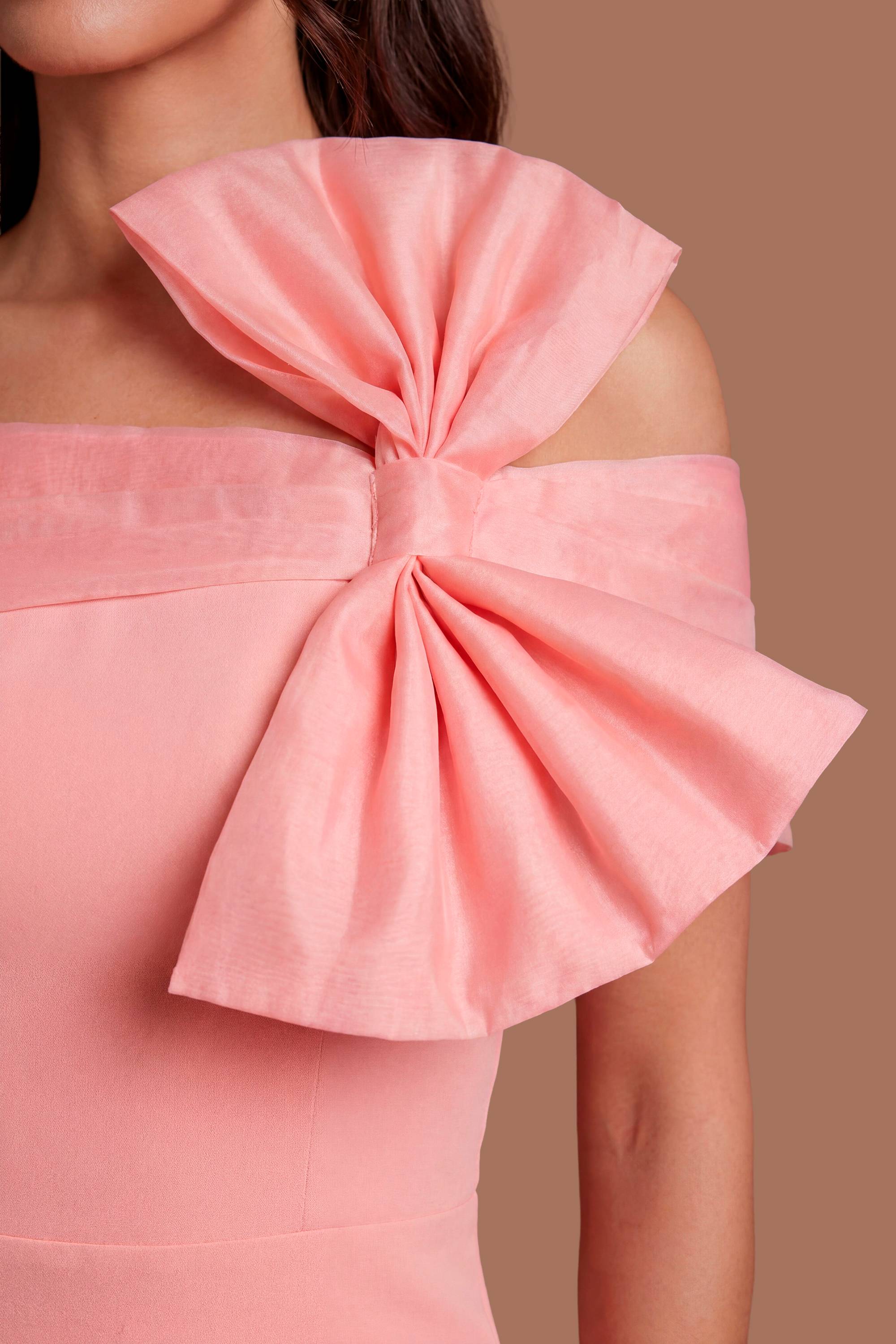 Coast Robe Midi En Organza À Épaules Dénudées Avec Nœud