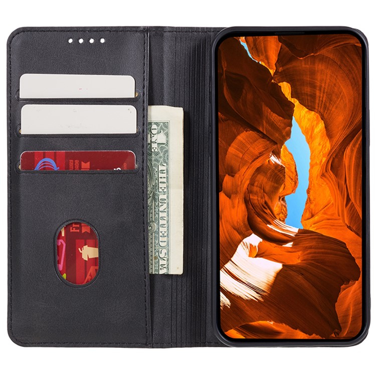 iPhone 16e Leder Tasche Flip Cover mit Kartenfächer im Vintage Look - Schwarz