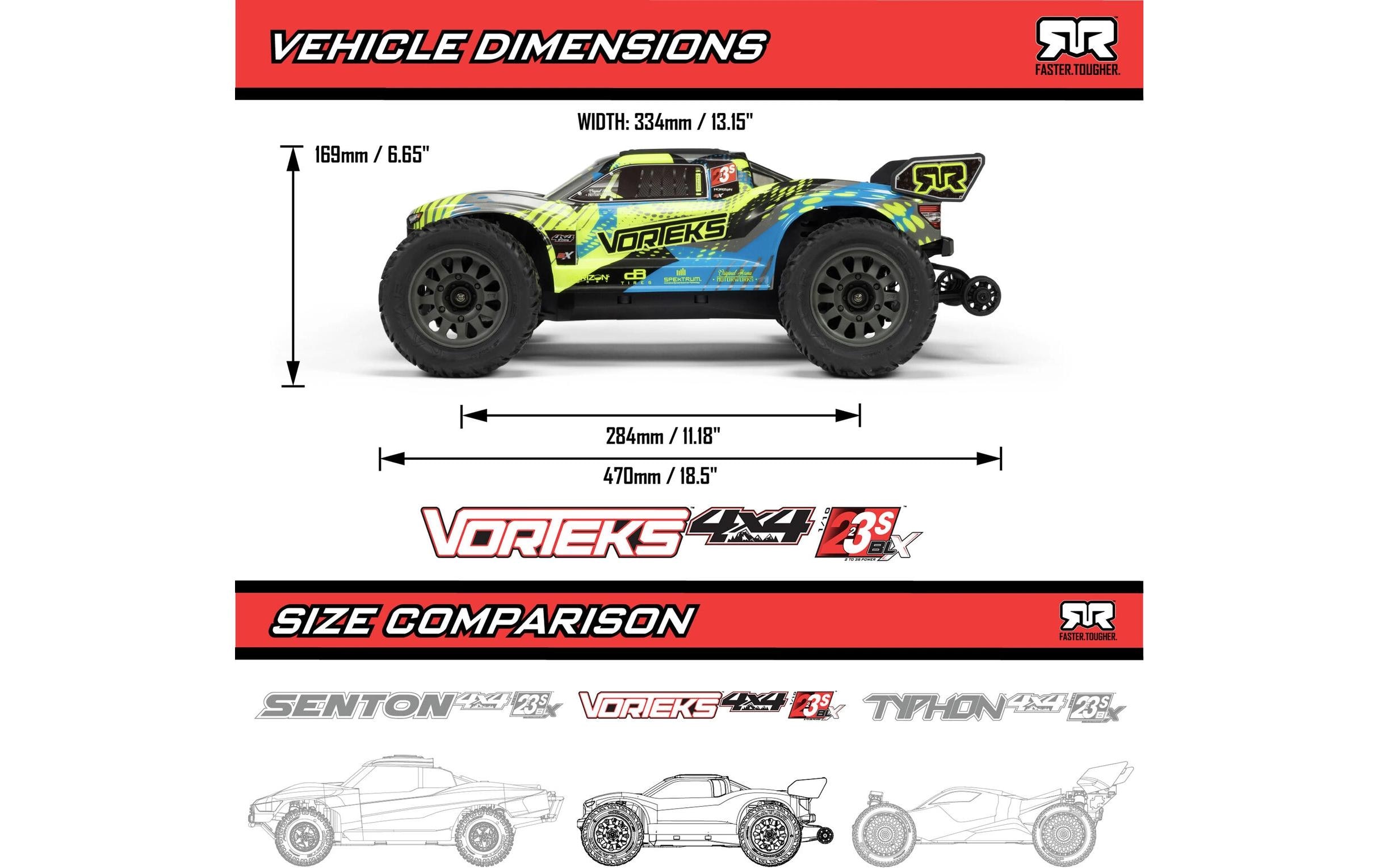 Stadium Truck SCT Vorteks BLX 223S Rot ARTR, 1:10<br>Off-Road Modell mit Brushless Motor