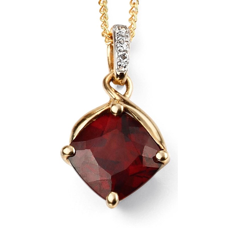 Collier grenat et diamant en Or 375/1000