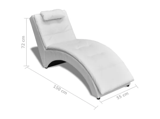 Prolenta Premium - Chaise longue avec oreiller Blanc Similicuir