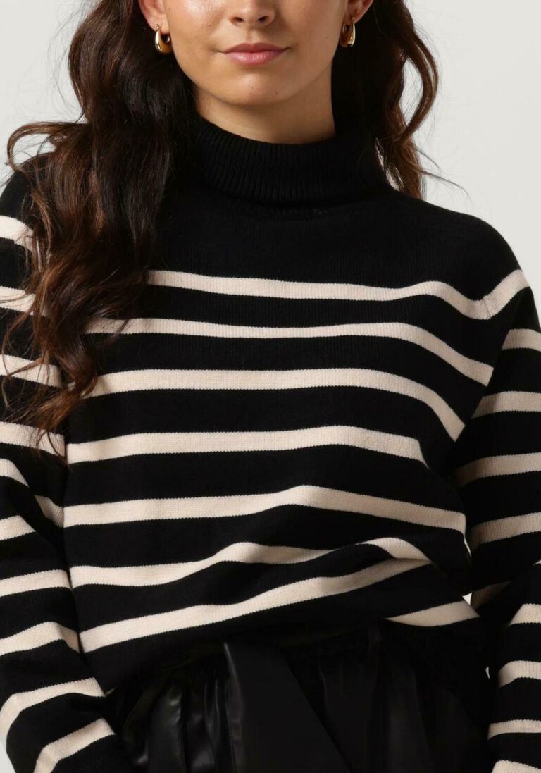 NOTRE-V zwarte notre-v coltrui stripe knit sweater