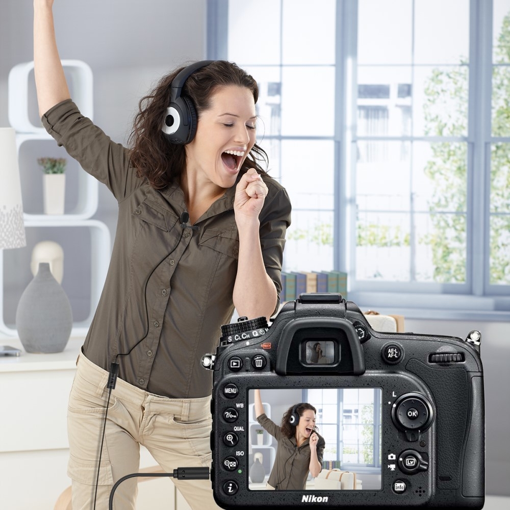 (1.8m) Lavalier Krawatten Mikro Ansteckmikrofon für Audioaufnahmen 1.8m (Kamera / DSLR / Handy / PC / Laptop)
