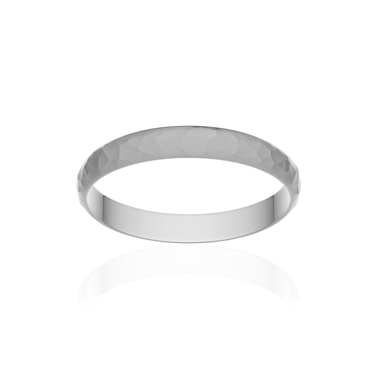 Alliance platine 950 martelé ruban 3 mm