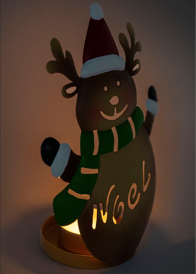NOOR LIVING Teelichthalter »Kerzenhalter mit Weihnachtsmotiv« aus Metall, Höhe ca. 15,5 cm, Dekofigur