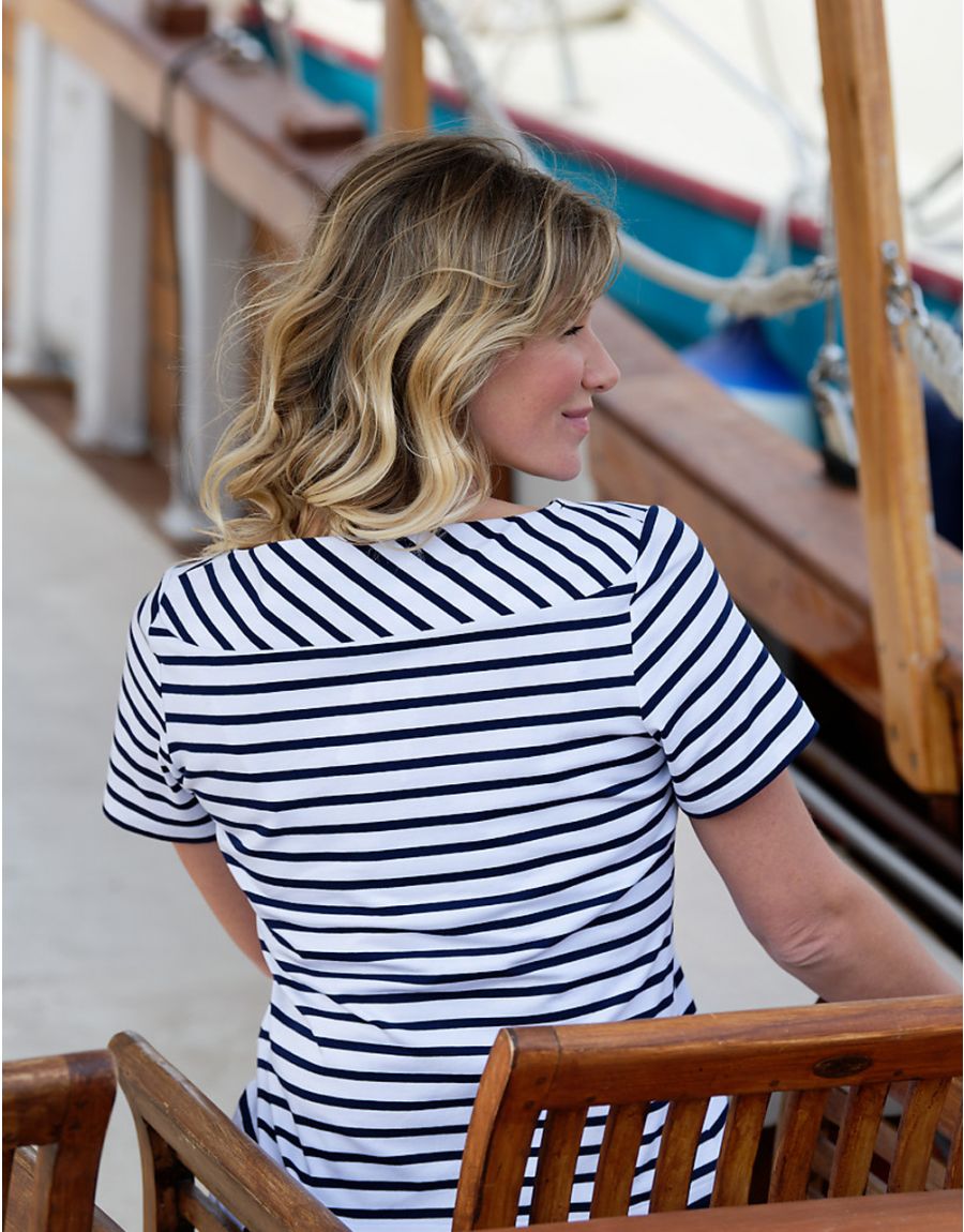 T-shirt rayé bleu et blan