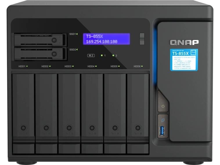 QNAP NAS TS-855X-8G 6 2-bay Leistungsstarkes 10 GbE NAS für die Bereitstellung von Hybrid-Infrastruktur Speicher und High-Speed Virtualisierungsanwendungen