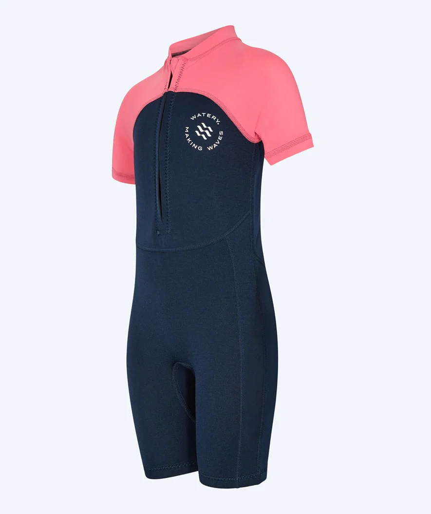 Watery UV våddragt til børn - Calypso Shorty - Coral/mørkeblå