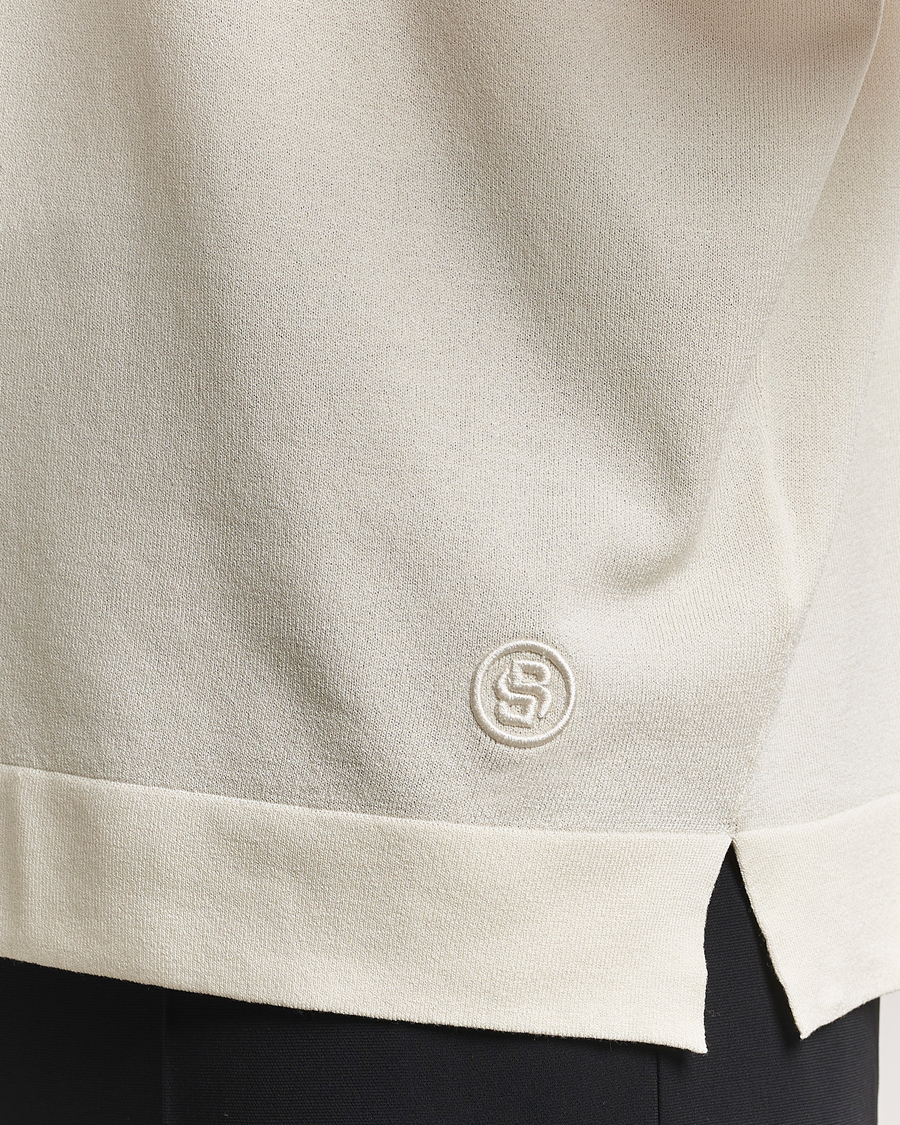 BOSS BLACK Jervaiso Cotton/Silk Knitted T-Shirt Open White