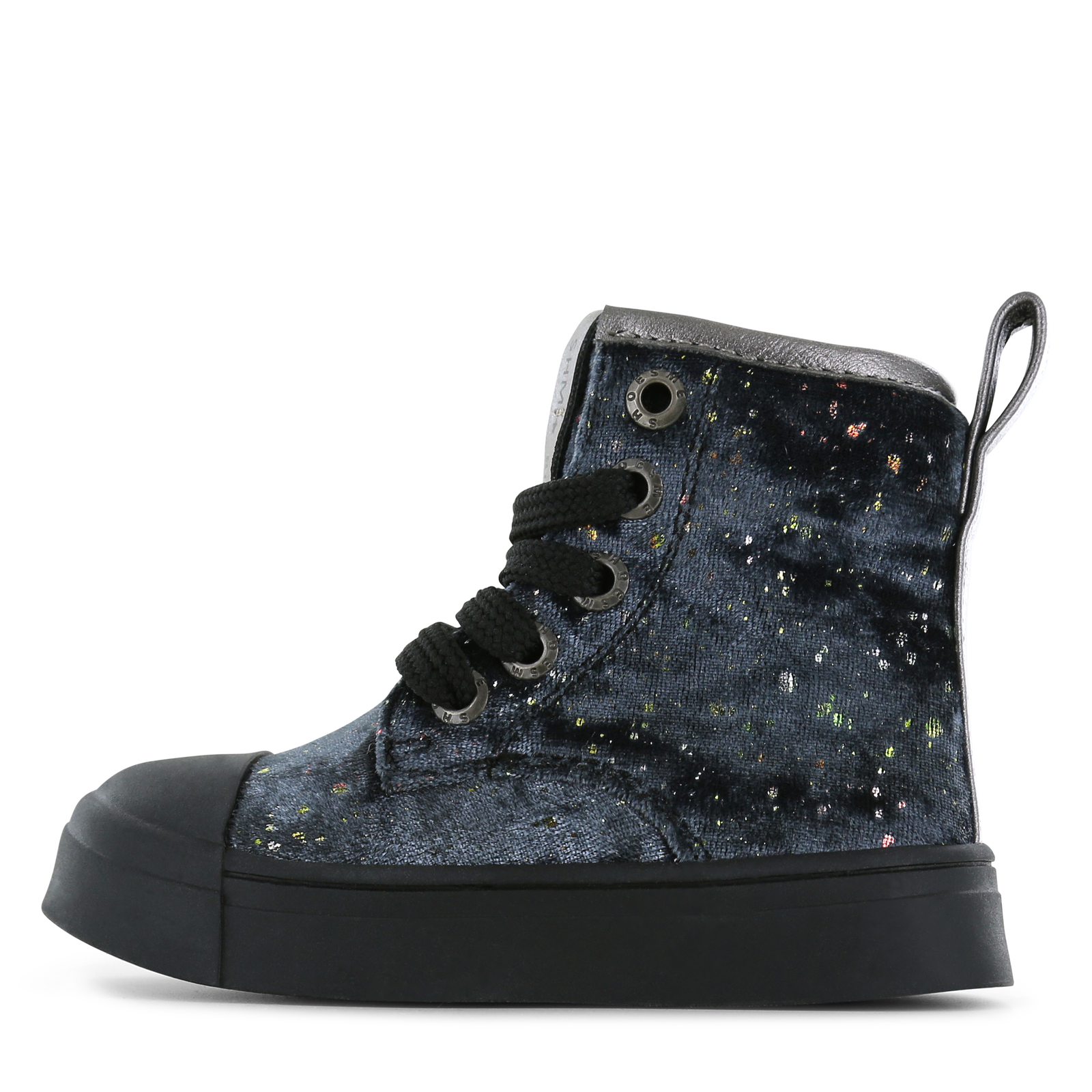 Shoesme blauwe veterboot met stipjes Microfiber leer, Microfiber velvet | S