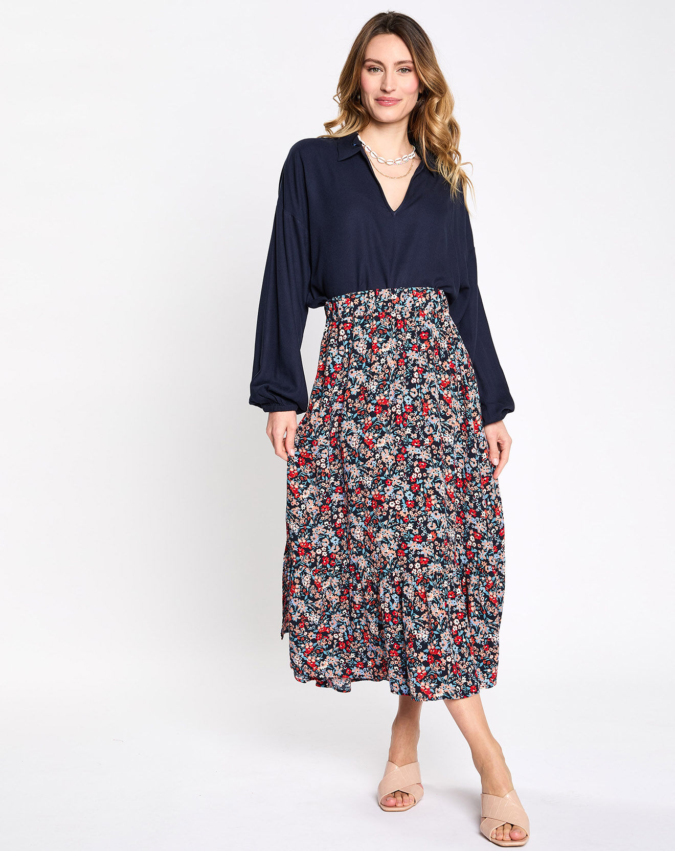 Esprit Jupe midi à fleurs multicolore