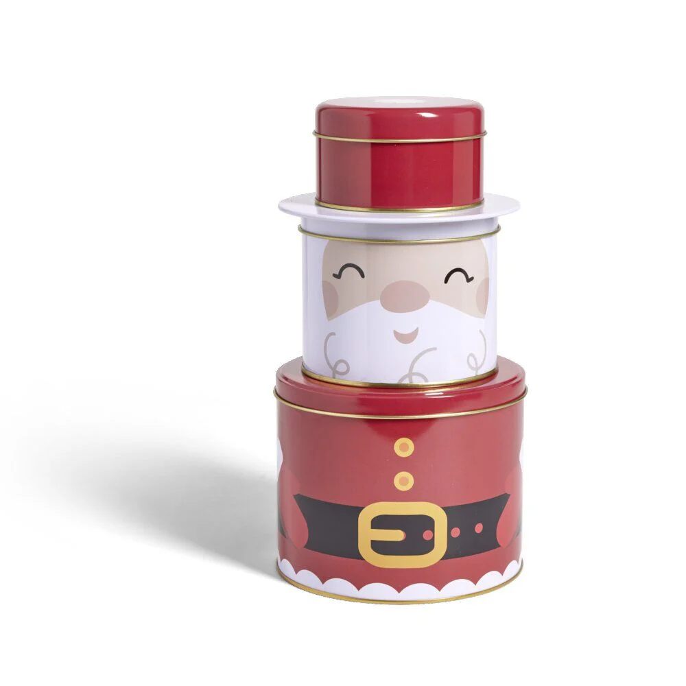 Boîte alimentaire Noël métal 3 compartiments Ø13,5xH26cm - 2 modèles