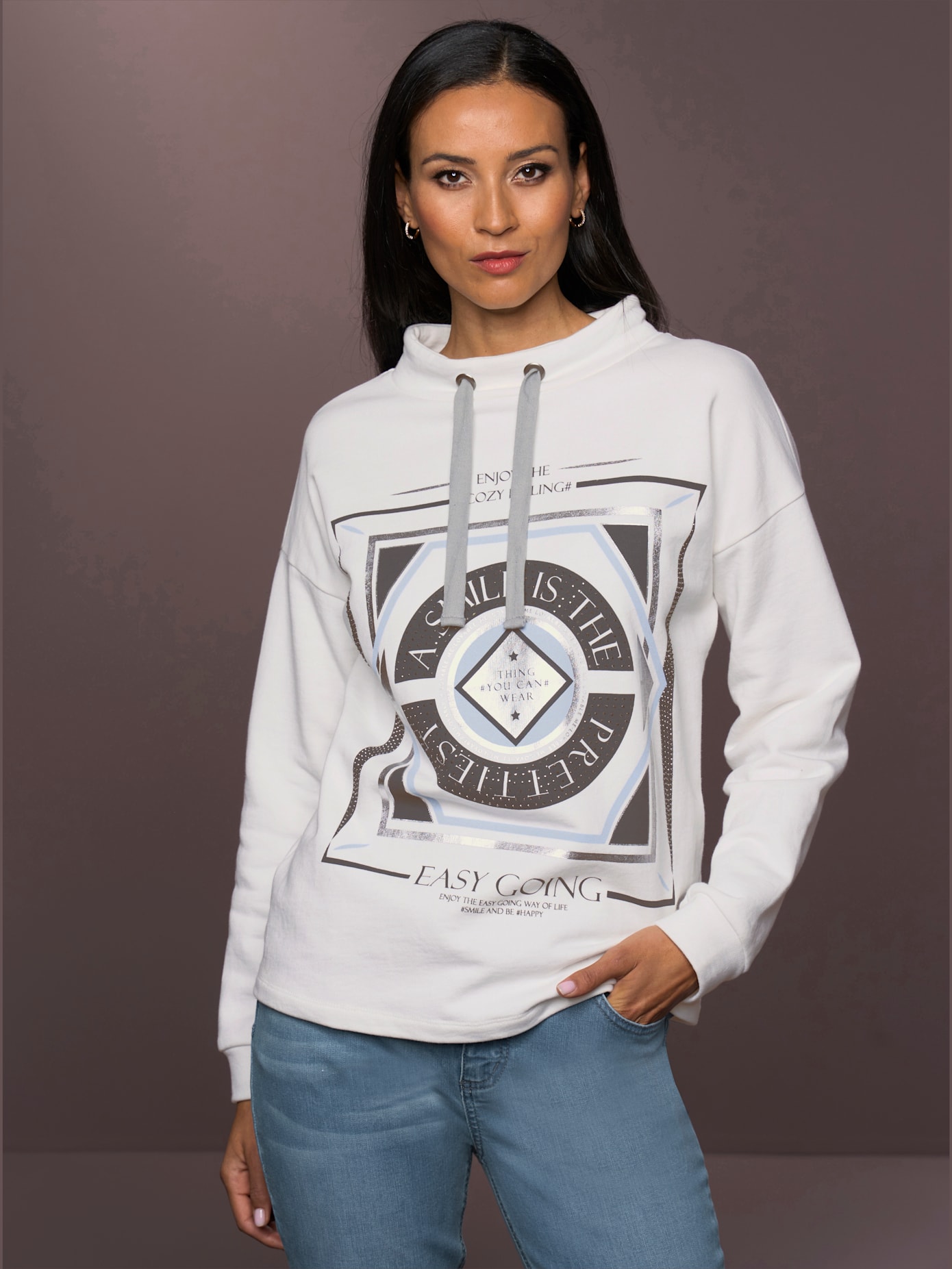 Sweat-shirt col montant à coulisse