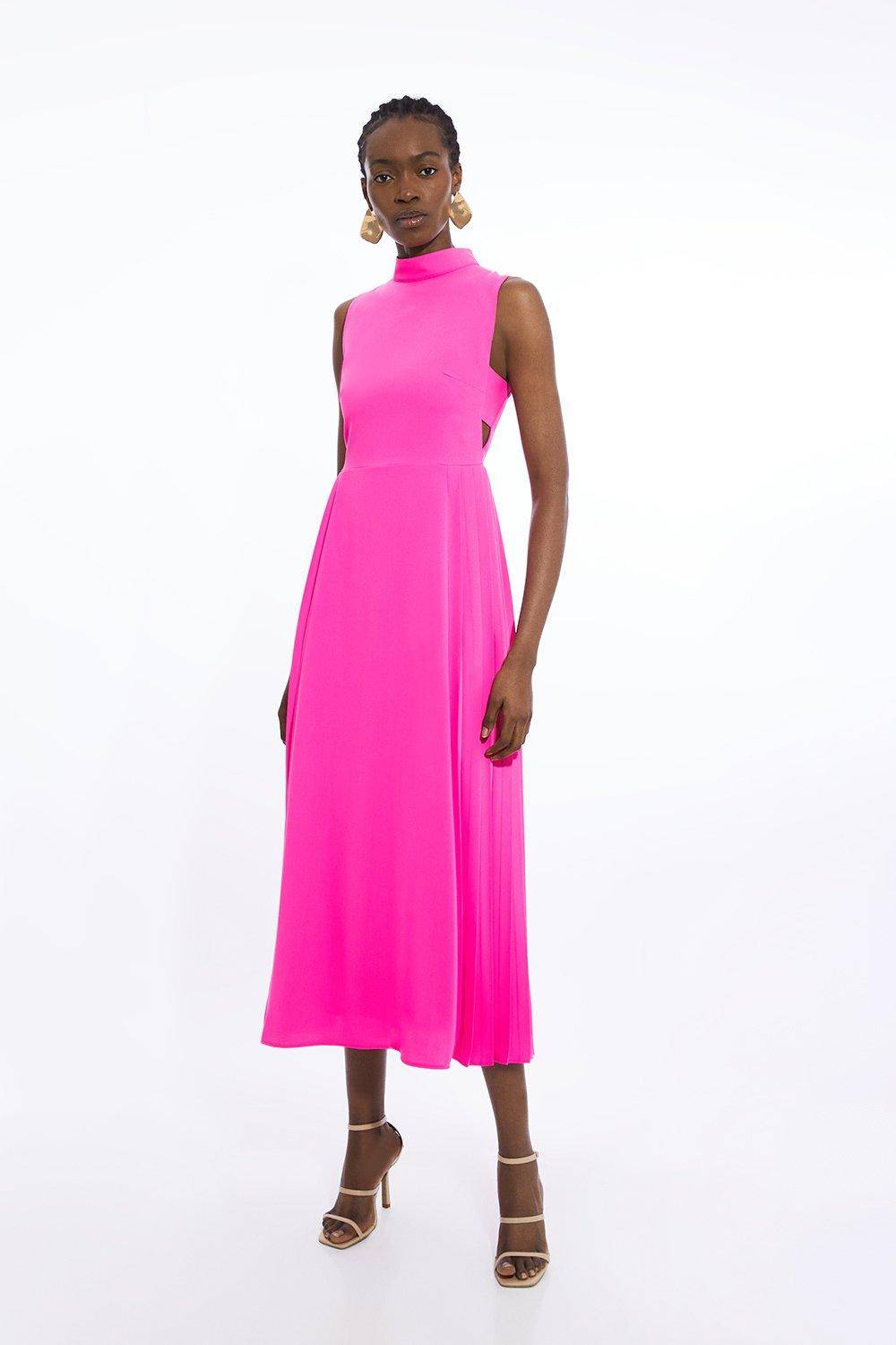 KarenMillen Petite Robe Midaxi Petite à Panneaux Plissés sur Mesure