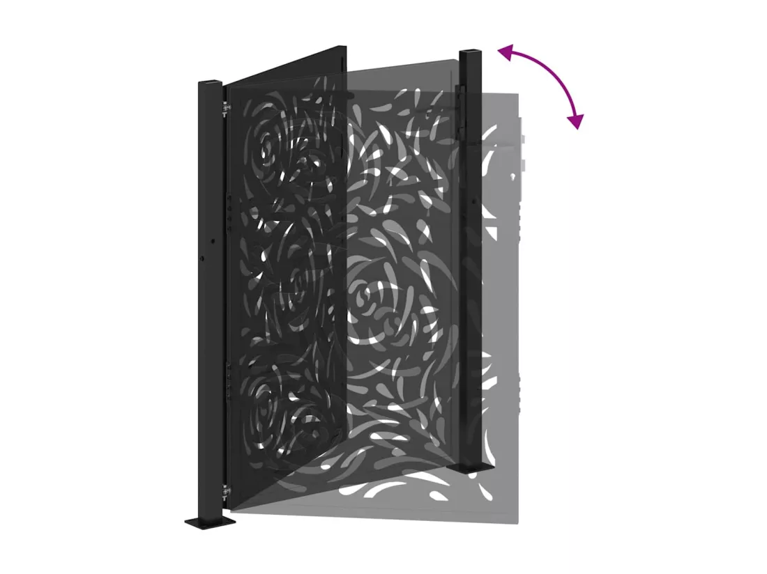 Portail de jardin noir 105x130 cm acier conception de flamme
