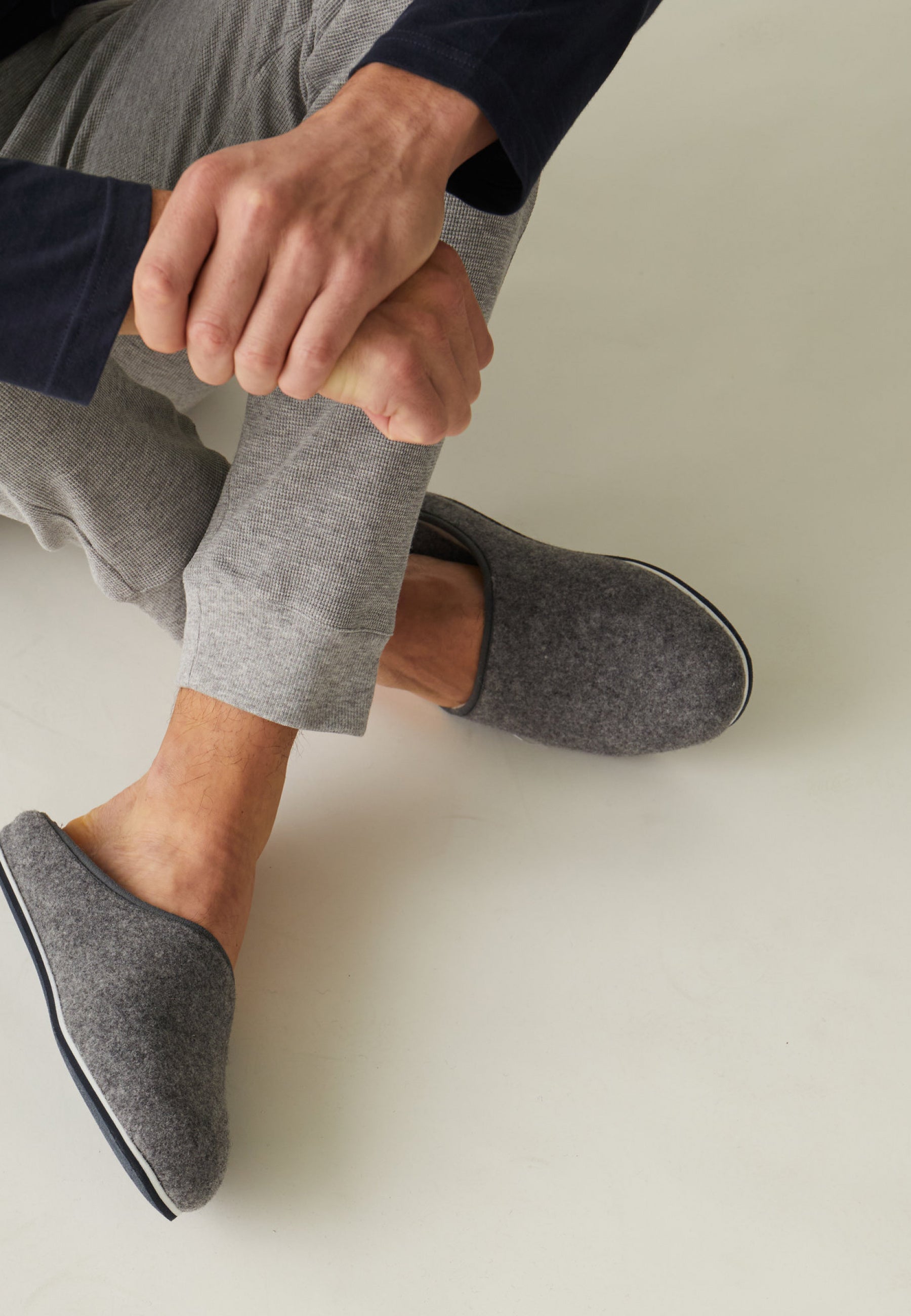 Chaussons d'intérieur en laine-Claude Gris Chiné