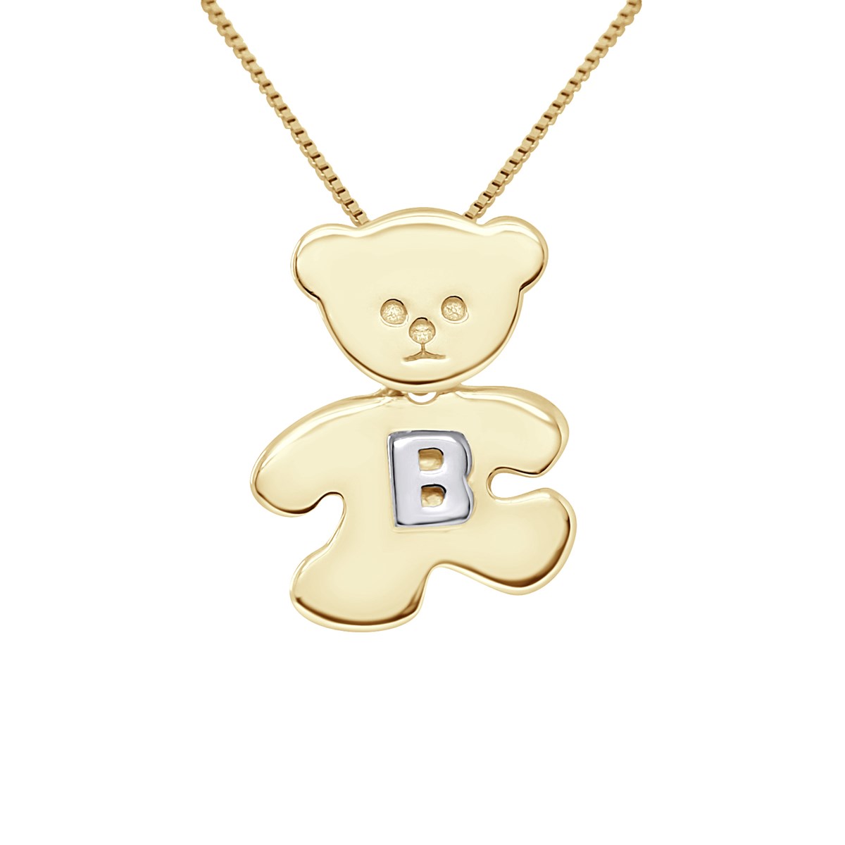 Pendentif OURSON plaqué Or Jaune - Lettre B Argent