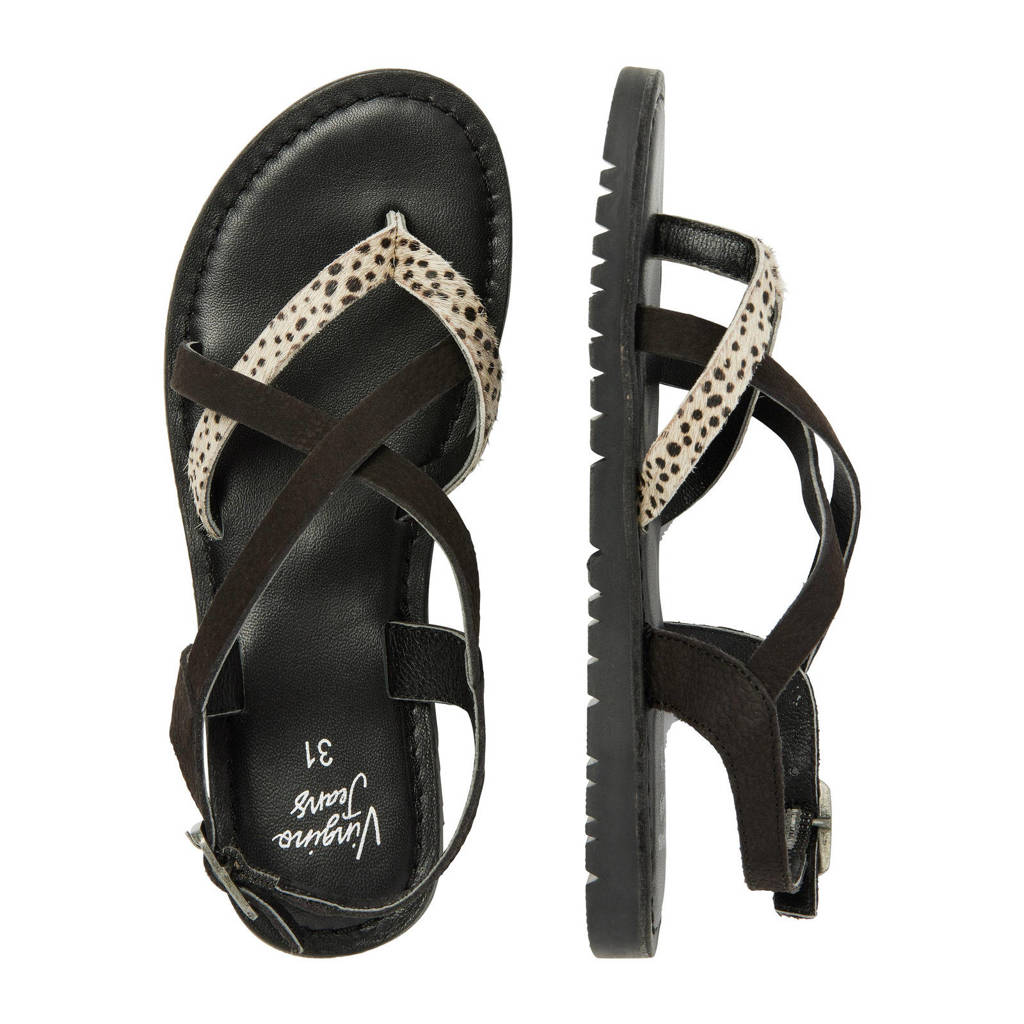 Vingino Cocoleren sandalen met dierenprint zwart/wit