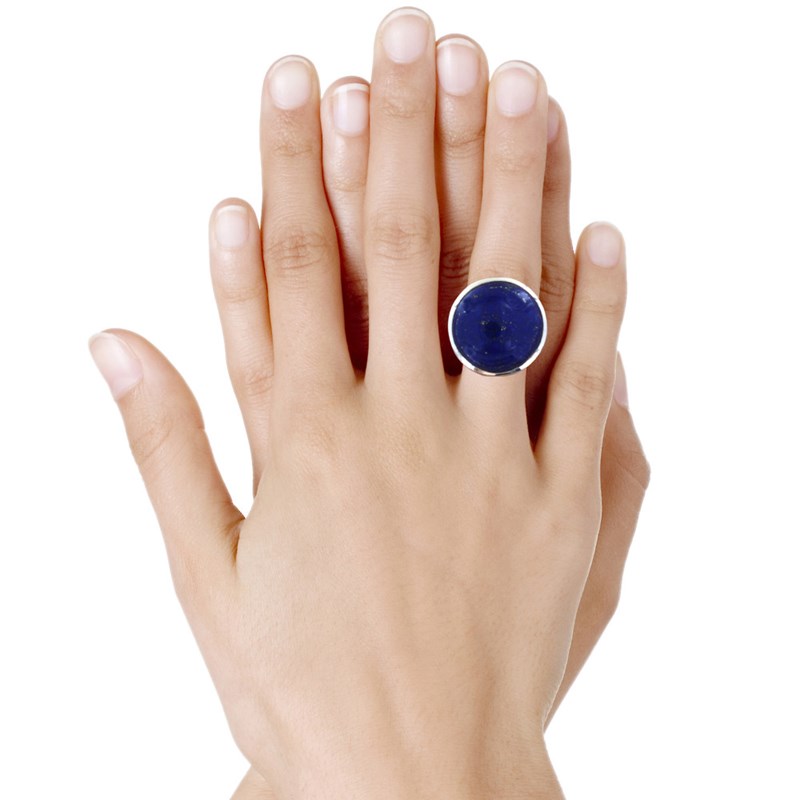 Bague Argent Gros Rond de Lapis Lazuli