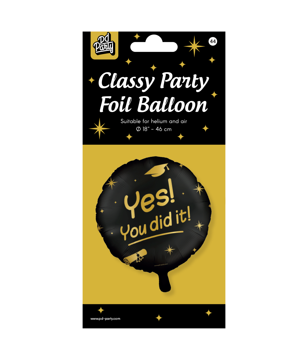 Zwart Gouden Geslaagd Helium Ballon You Did It Leeg 45cm