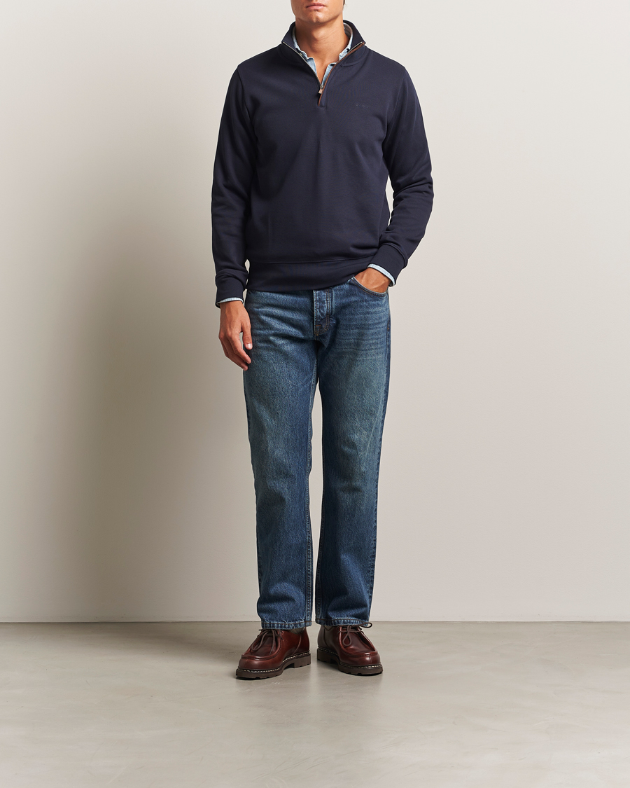 GANT Sacker Rib Half Zip Evening Blue