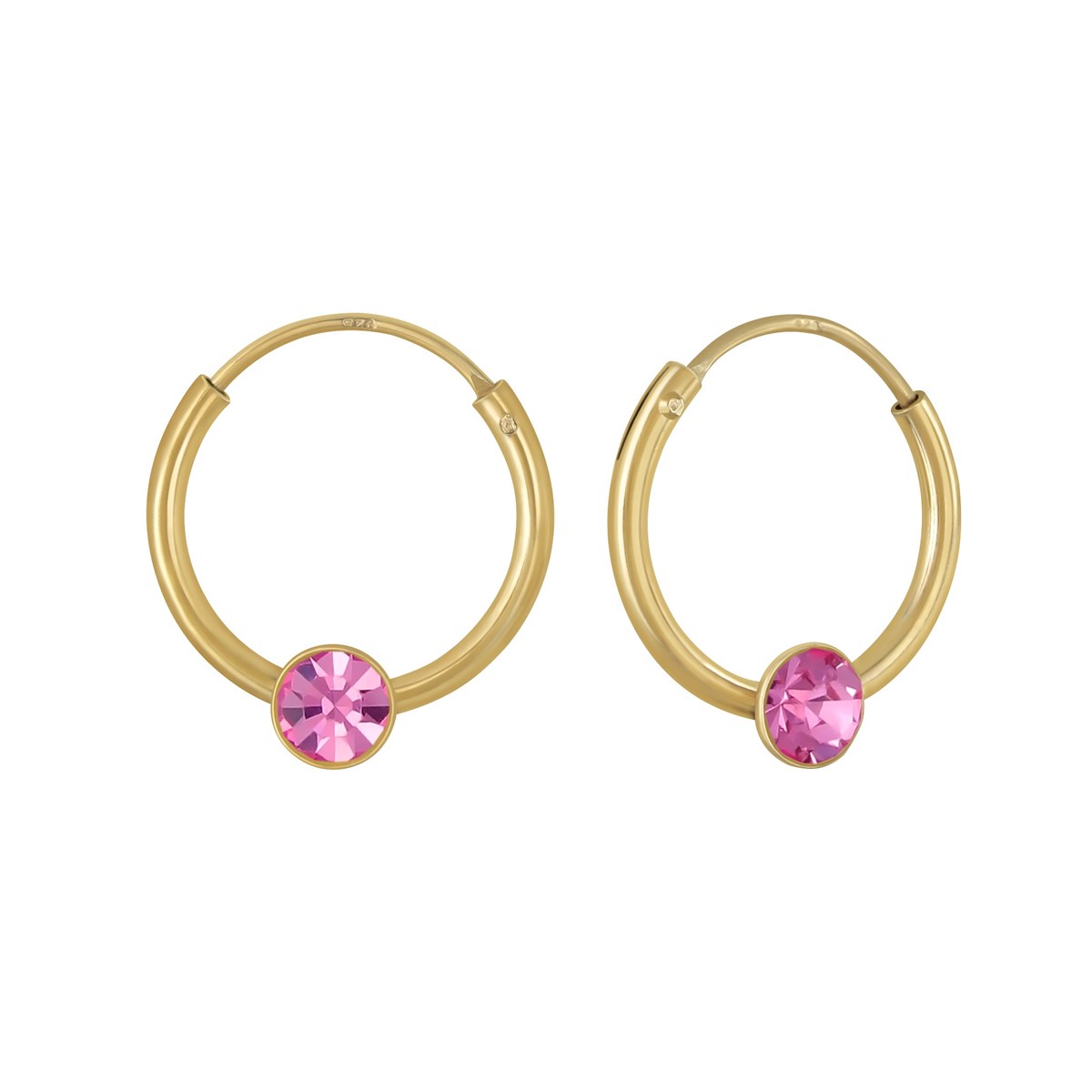 Boucles d'oreilles enfant cristal en argent 925 plaqué or
