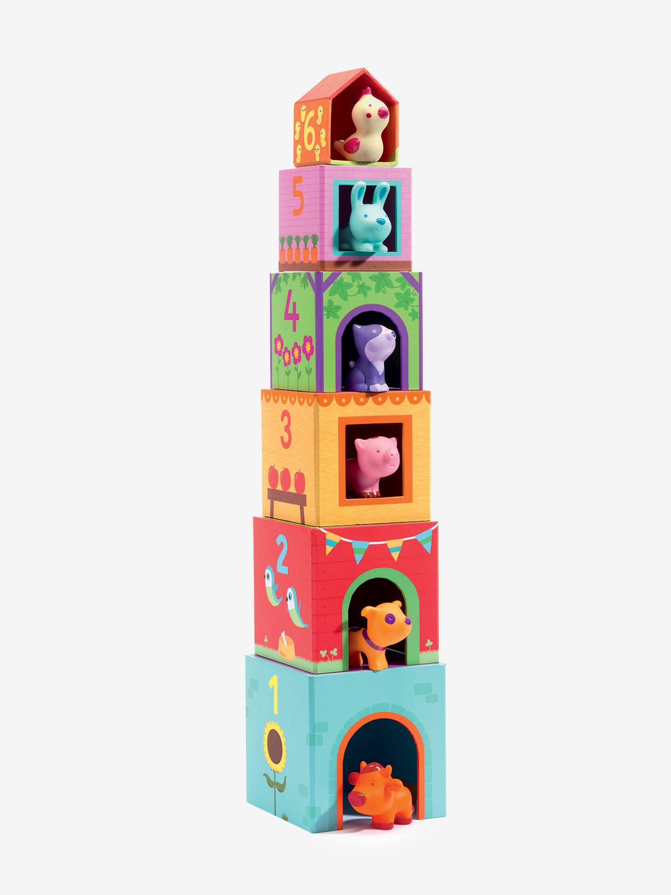 Conjunto de cubos multicoloridos Topanifarm DJECO