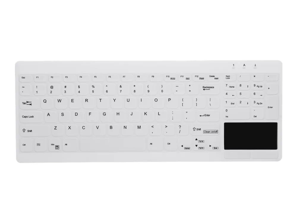 Active Key MedicalKey AK-C7412F - Tastatur - compact - med touchpad - USB - QWERTY - Pan Nordic - hvid