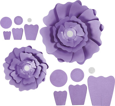Papirblomster - Ø 15+25 CM - 230 G - Lilla - 2 Stk