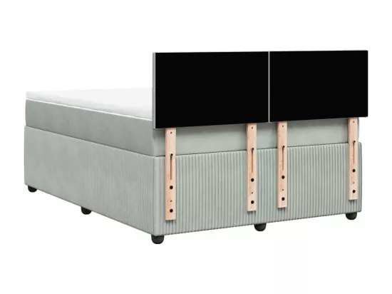 Sommier à lattes de lit et matelas Gris clair 140x190cm Velours