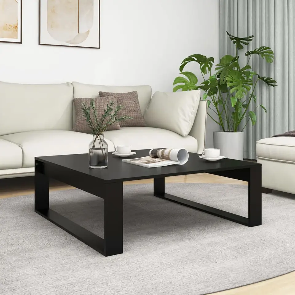 vidaXL - Tafel - Zwart - Bewerkt hout - 100 x 100 cm