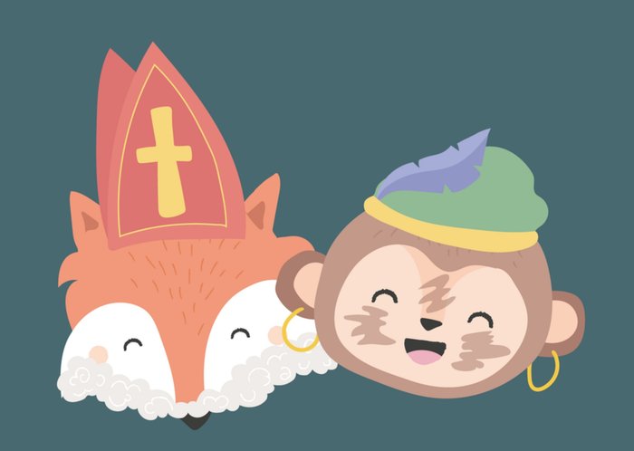 Tante Kaartje | Sinterklaaskaart | Illustratie | Dieren