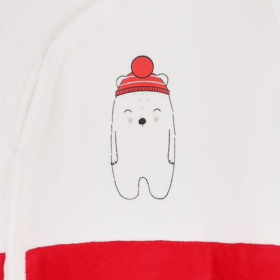 Noël Pyjama Naissance velours bicolore   rouge et blanc        de               P'tit bisou