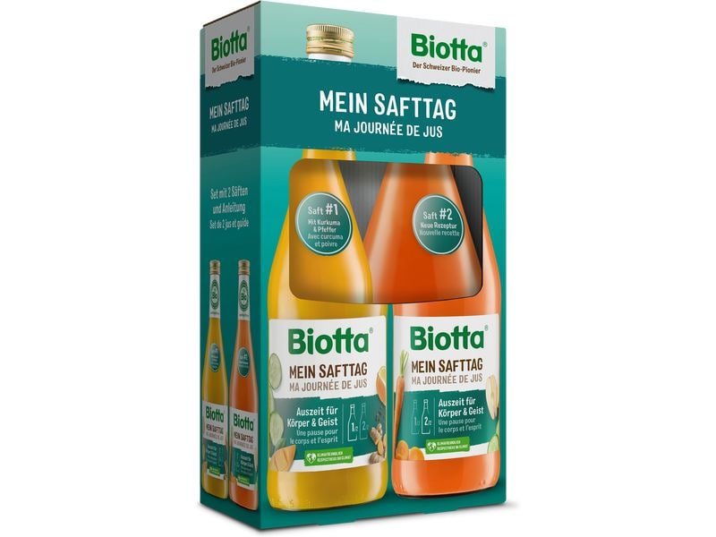 Biotta Säfte Mein Safttag Set 2 x 0.5 l Gemüse- und Obstsaftmischung aus erntefrischen Bio-Früchten