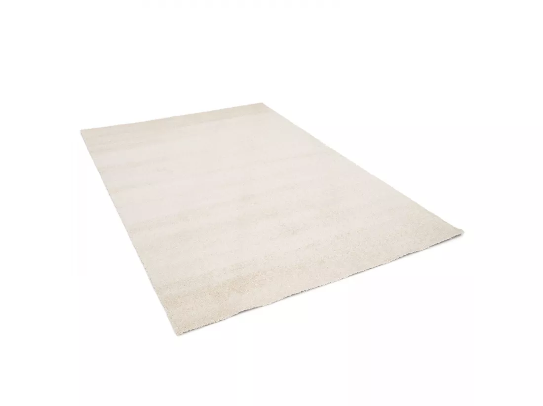 Tapis uni à poils longs en polypropylène 160 x 230 cm crème