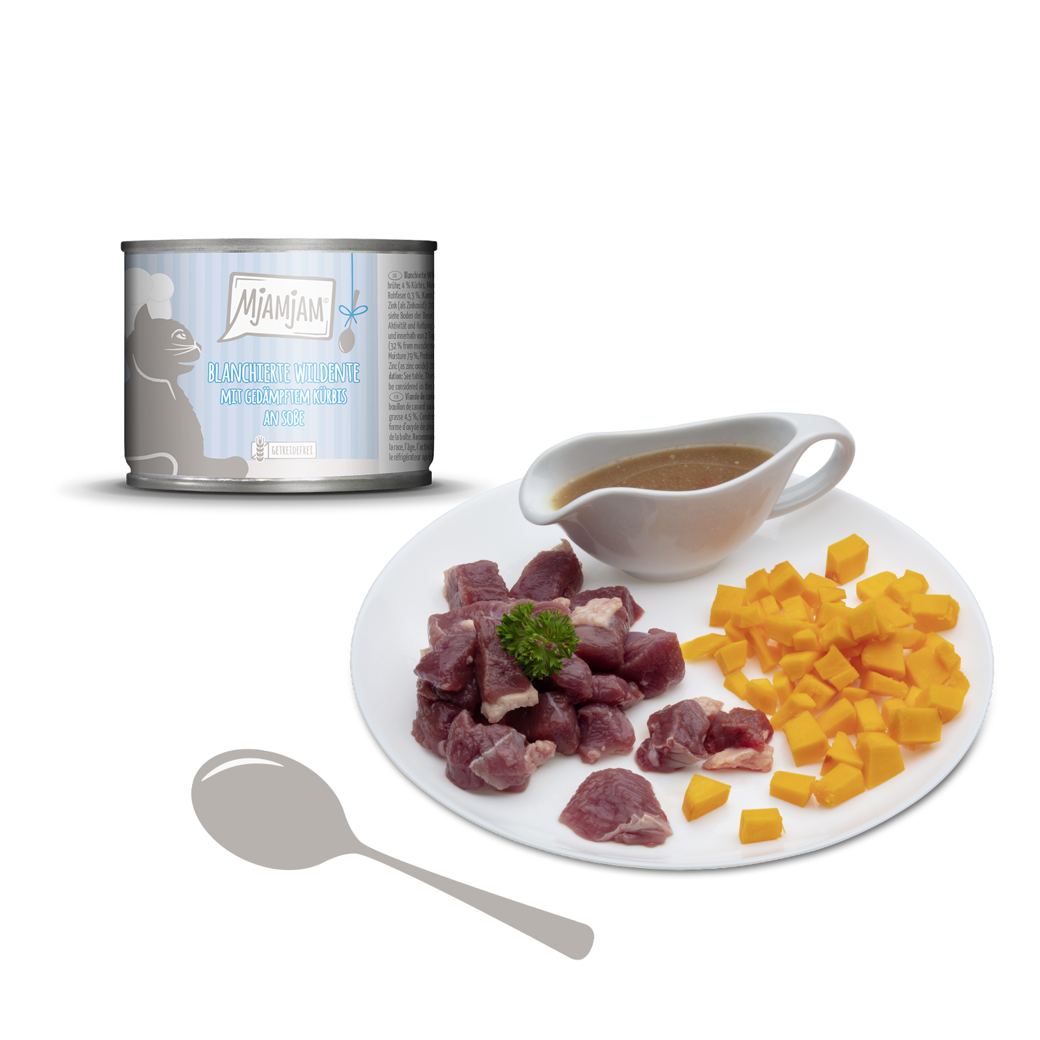 MjAMjAM – blanchierte Wildente mit gedämpftem Kürbis an Soße
