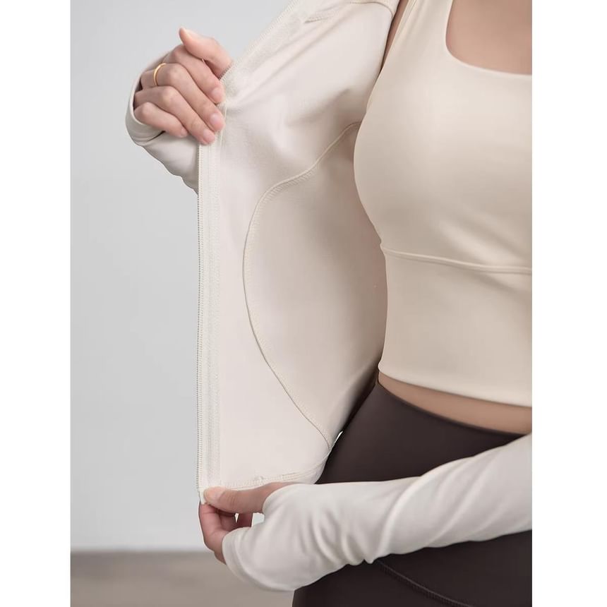 Claduodoe - Sportjack met opstaande kraag, effen rits en cropped pasvorm