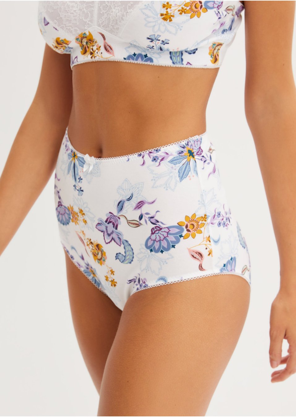 Lot de 5 slips taille haute avec coton