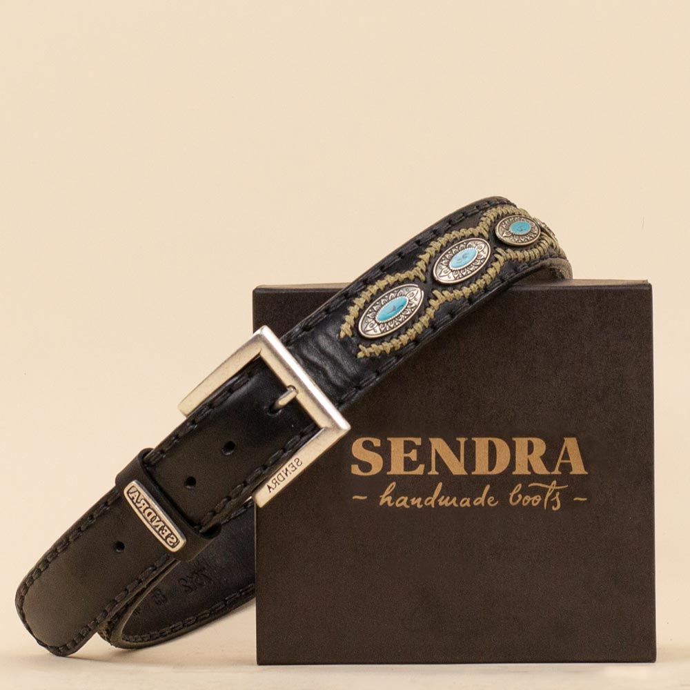 Sendra riem 7612 zwart - turquoise