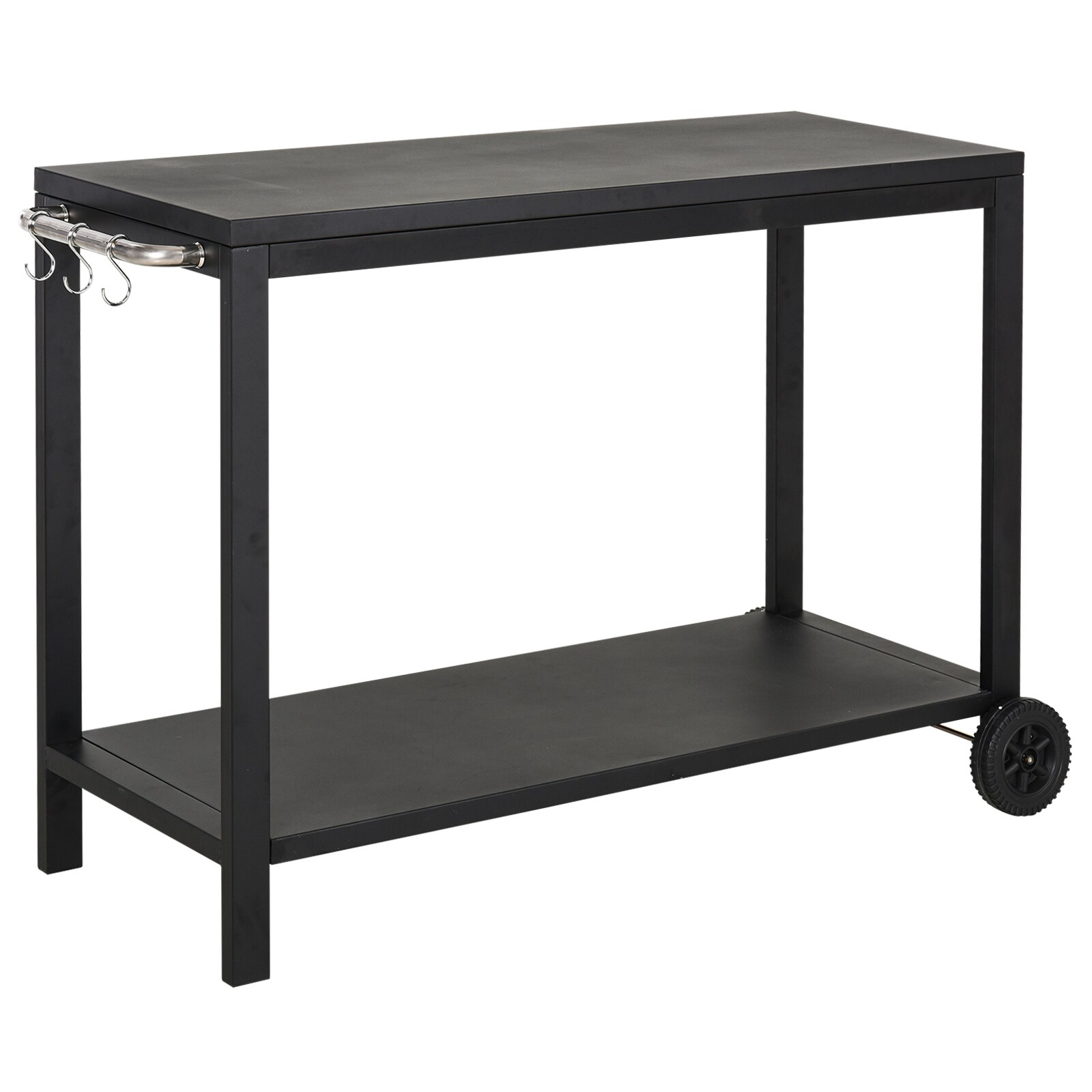 HOMCOM Beistelltisch auf Rollen schwarz 128 x 46,5 x 86,5 cm (BxTxH)