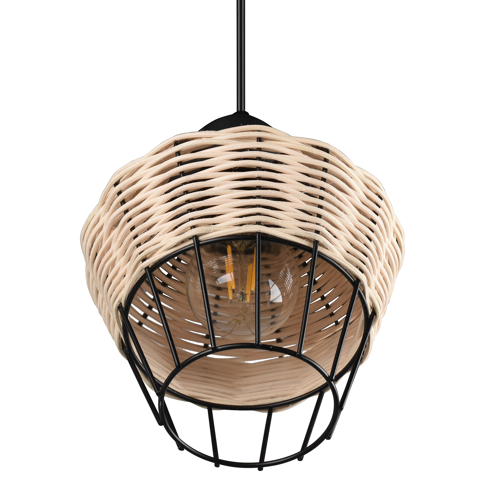 Pendelleuchte - natur-schwarz - Rattan