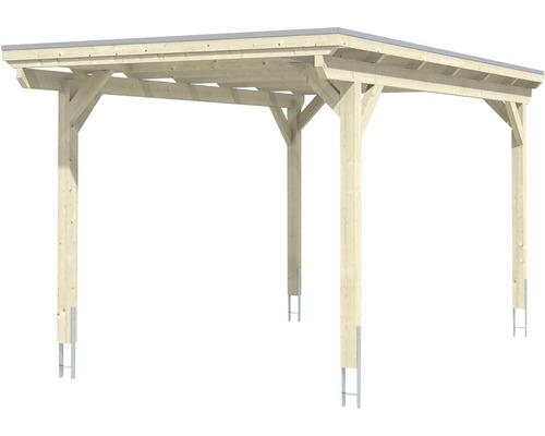 Enkele carport Konsta aluminium dakpanelen incl. H-ankers 304x500 cm naturel