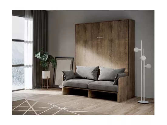Lit escamotable vertical noyer avec canapé tissu Bounto 140x190 de tissu-Couleur Microfibre 10