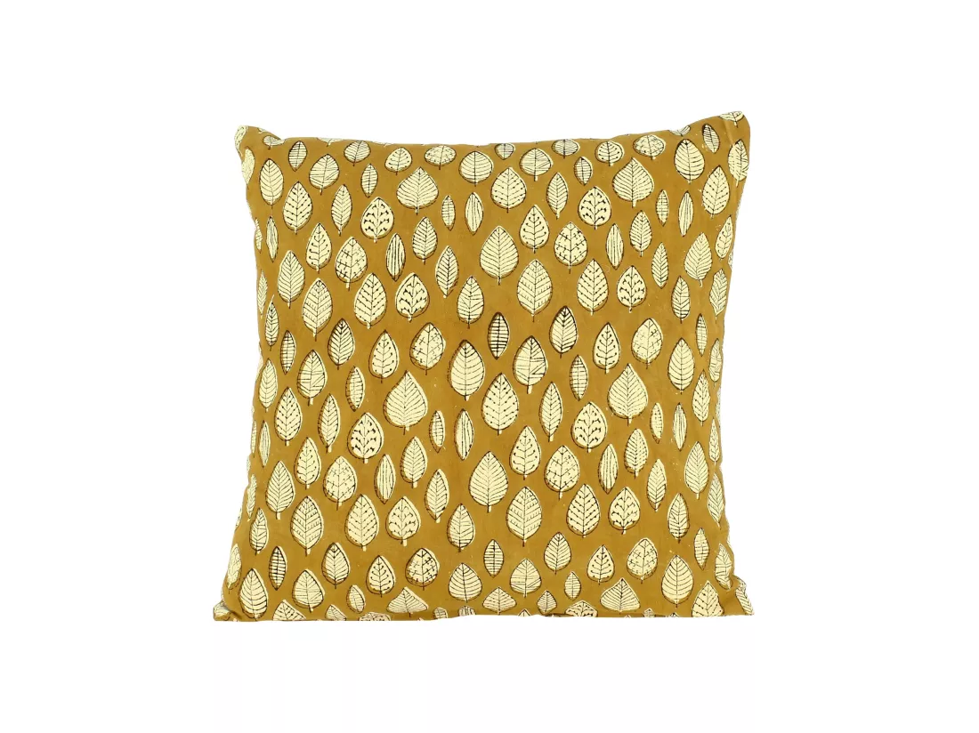 Now's Home - Coussin En Coton Imprime Coloris Jaune Moutarde 40x40cm Nilam