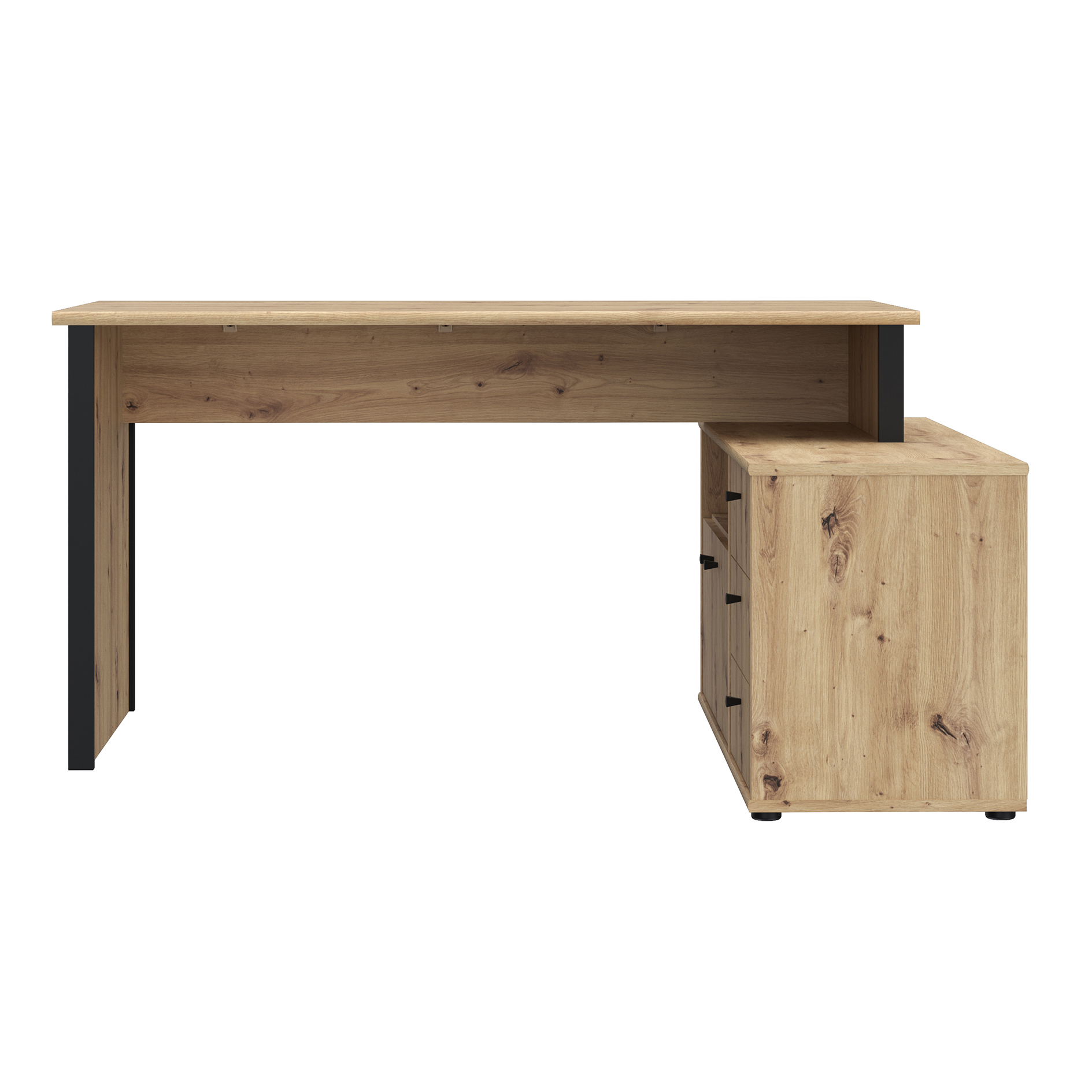 Schreibtisch - Artisan Eiche-schwarz - 121x151 cm