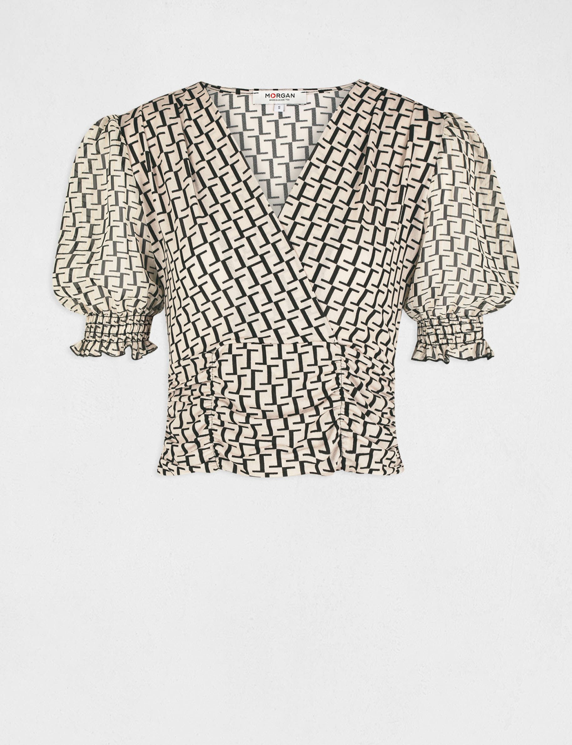 T-shirt manches courtes imprimé ecru femme - ecru